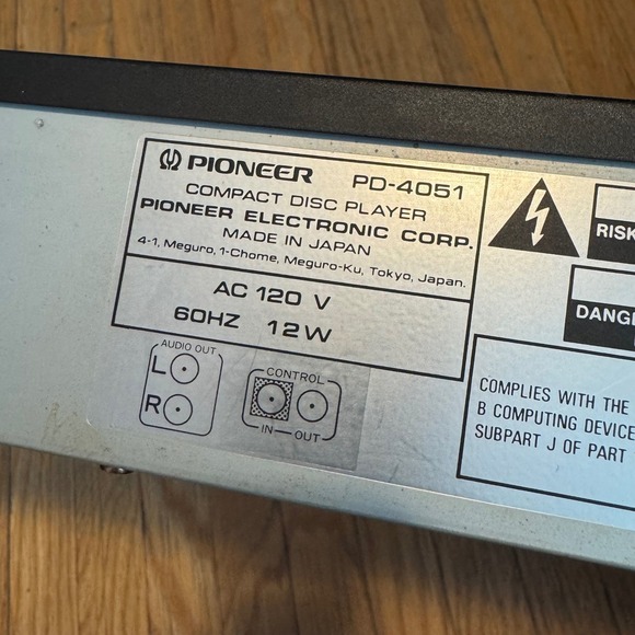Pioneer PD-4051 Vintage Compact Disc CD Player Black Made in Japan -READ PARTS - Picture 10 of 15
